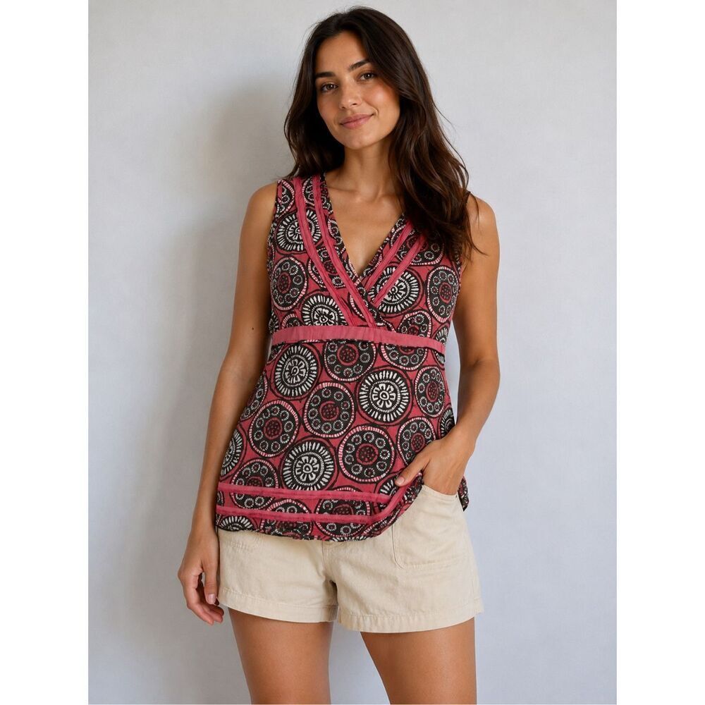 Tonickx Pink Abstract Print Sleeveless Top Size US M EU 36 Boho Chic Cotton